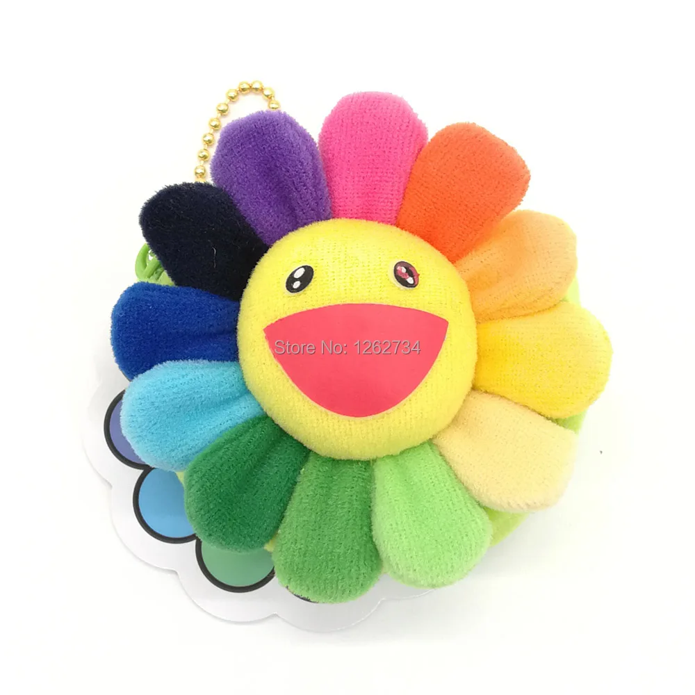 

Rainbow Sunflower 8X8CM Cartoon Plush Coin Purse Smile Face Bag Figure TYTJ