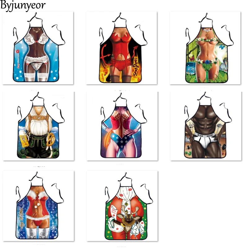 Sexy Kitchen Apron Funny Sexy Apron For Woman&Man Dinner Party Delantales BBQ Party Cartoon Apron Cocina CWQ026