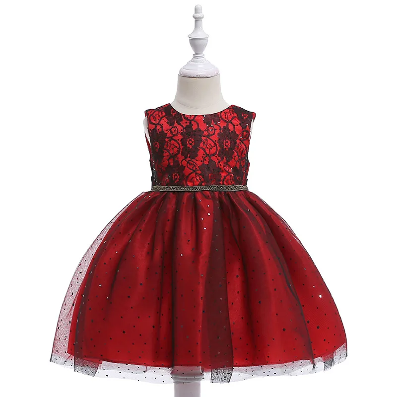

New Arrival Baby Girls Dress Kids Sleeveless Flower Embroidery Bodice Lace Dress Formal Girls Clothing Vestido