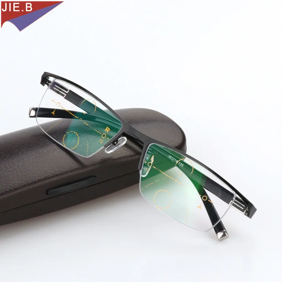 Online Titan Legierung Smart Zoom Asymptotisch Progressive Lesebrille Halb Rim Kommerziellen Presbyopie Hyperopie Multifokale Gläser