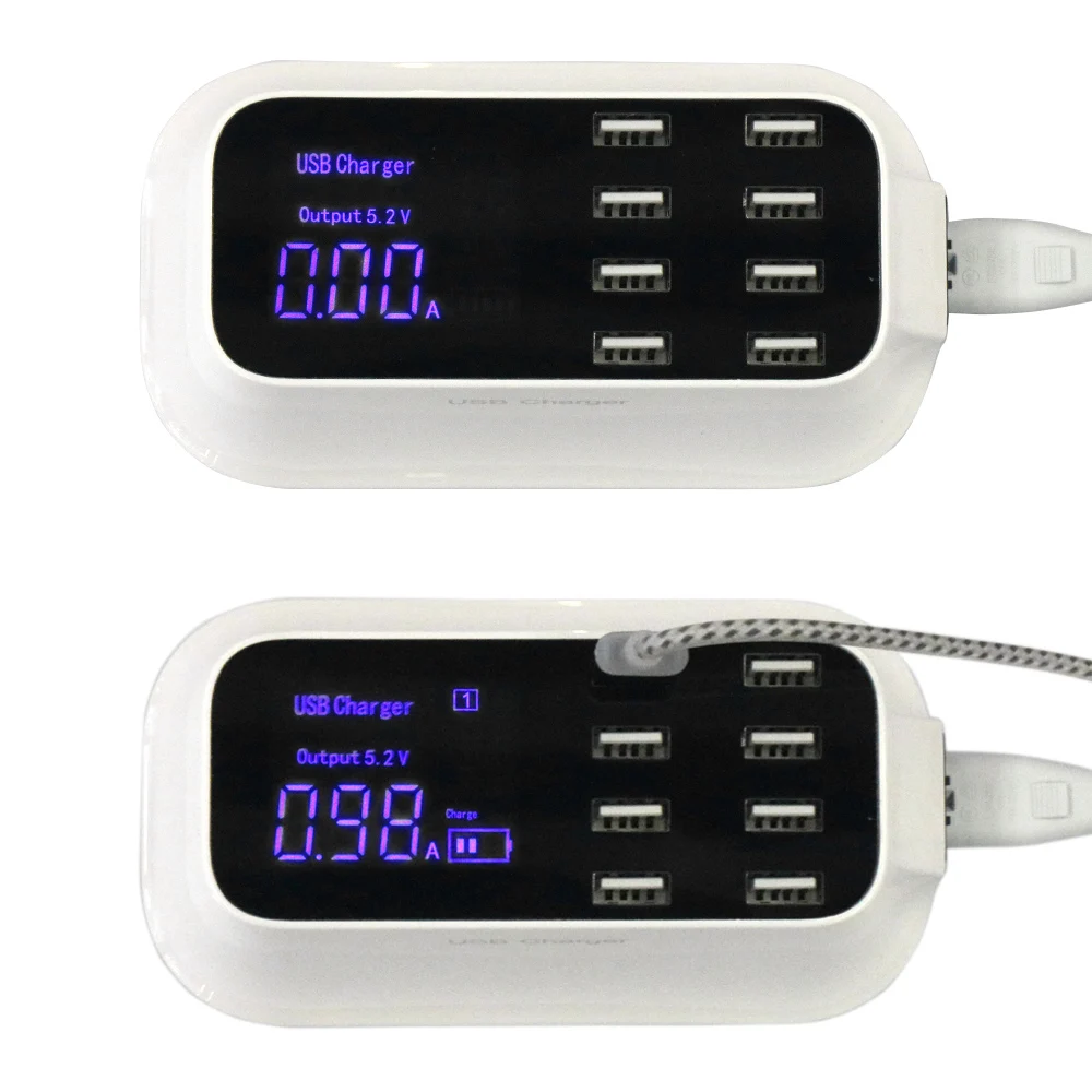 

8-port USB AU Plug AC Adapter Fast Charging Station 40W AC 100 - 240V, 50/60Hz LED Screen Over Current Protect Power Adapter