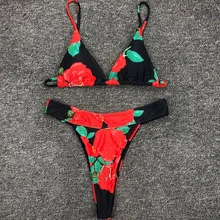 Сексуальные женщины 2 шт Цветочный купальный костюм лифчик стринги бикини набор пуш-ап Мягкий Высокая талия купальный костюм Пляжная одежда