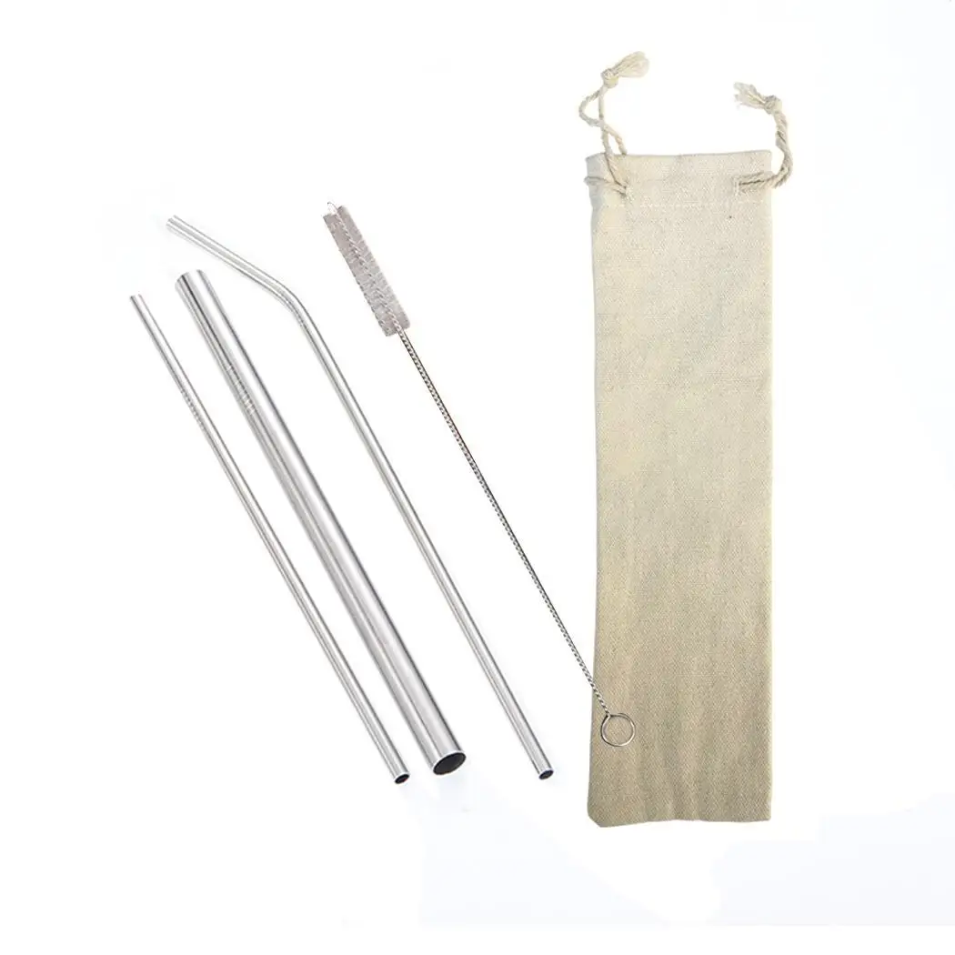 

Hot sale New Reusable Stainless Steel Beverage Milk Tea 1 x of (7Pcs) 1 x of (4Pcs) Metal Drinking Straw 1 x of (8Pcs) Set Tool