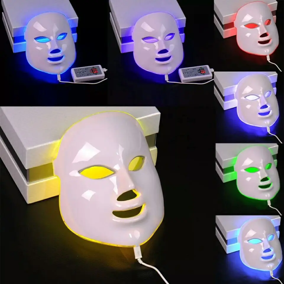  7 Colors Blue Red Face LED Light Mask Facial Skin Care Tool SPA Beauty Machine Anti Wrinkle Acne Re - 32959476266