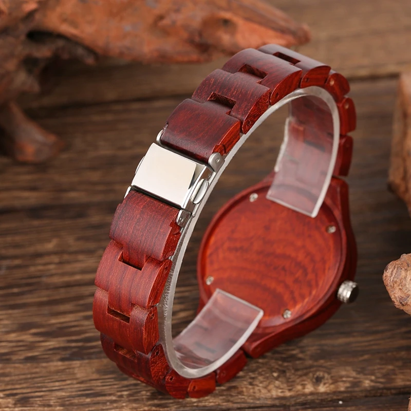 

Red Sandalwood Women Watch Chic Dress Slim Full Wooden Bracelet Clock Hour Woman Quartz Wristwatch Ladies Watch Relogio Feminino