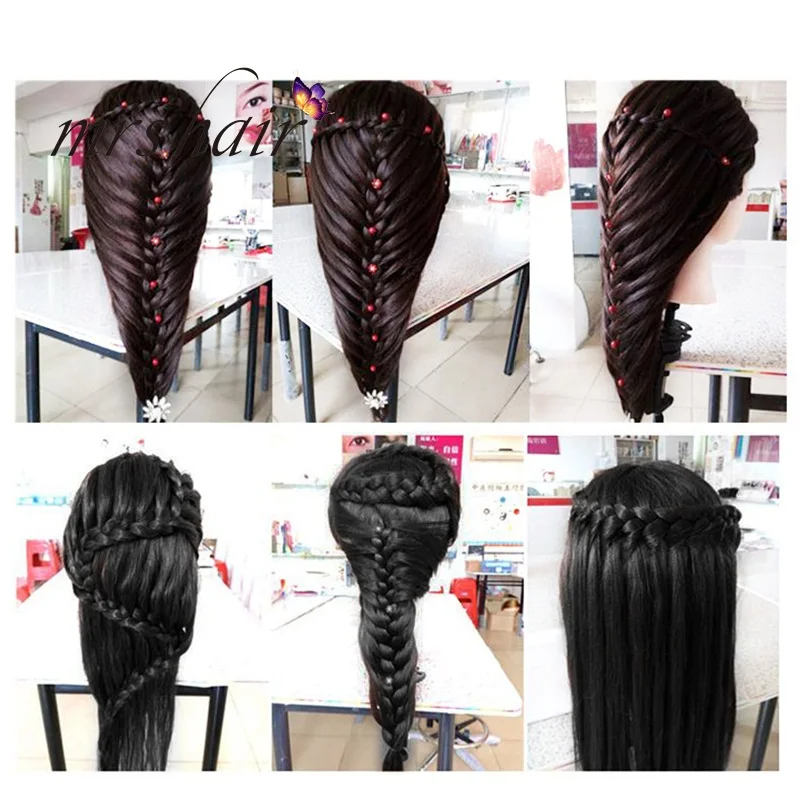 MRS HAIR Учебная модель головы настоящие человеческие волосы модель головы Парикмахерская обучение "-18" Черный Коричневый Цвет обучение мод