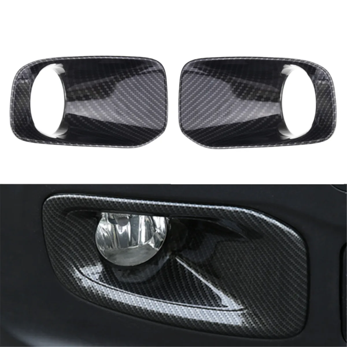 2x Carbon Fiber Style Car Front Bumper Fog Light Lamps Trim Covers