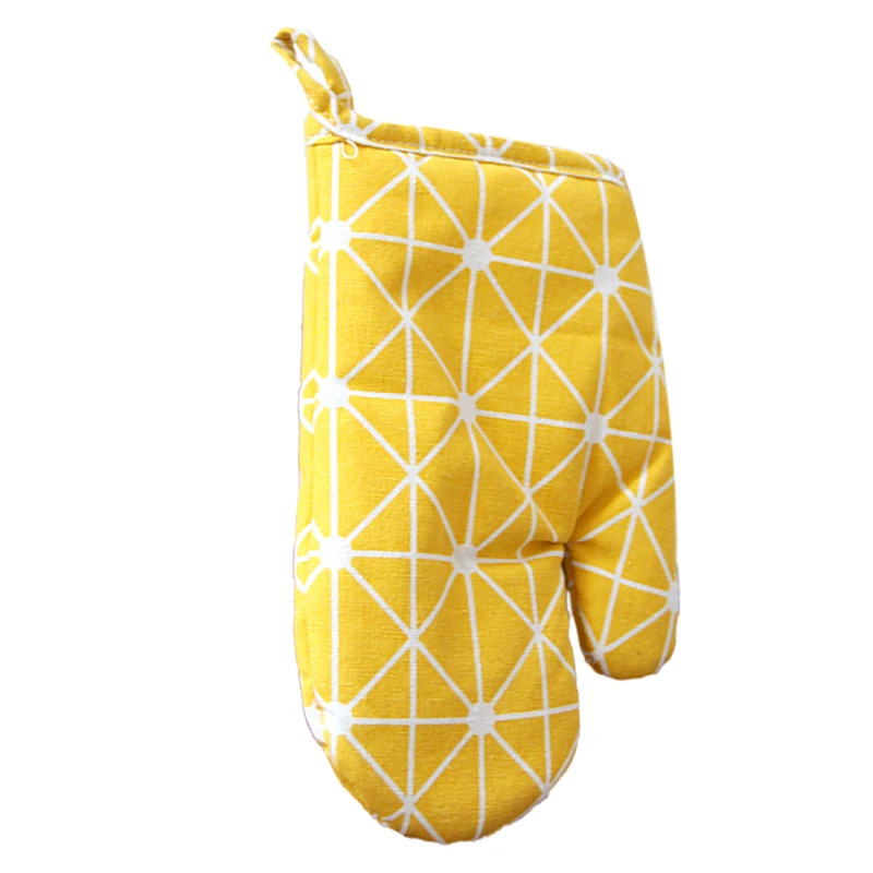 

1PC Kitchen Cooking Heat Resistant Cotton Cloth Mitt Plaid Pattern Printed Baking Oven Insulation Anti-scald Glove for Baking