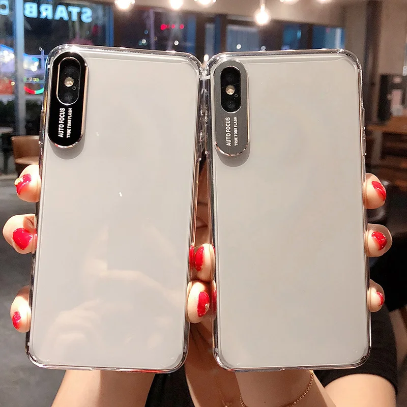 

Acrylic Slim Cases For iPhone XR XS Max Case Luxury Transparent Hard Back Soft Edge Covers For iPhone X 6 6S 7 8 Plus Case Coque