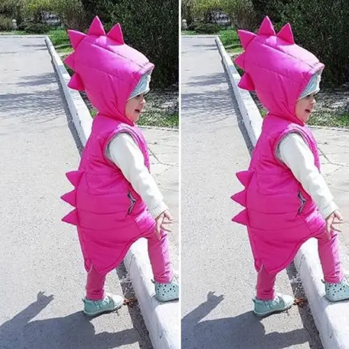 Newborn Infant Baby Girls Winter Warm Dinosaur Hooded Coat Kids Jacket Outerwear