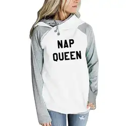 Nap queen письмо печати молния украшения толстовки для женщин топы корректирующие женские толстовки с капюшоном Femmes узор повседневное Хлопок