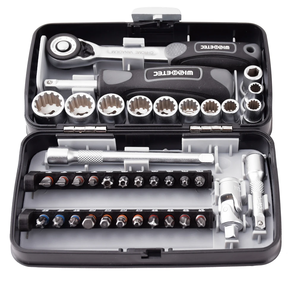 

38pcs Mini Ratchet Wrench Set 1/4" Socket Screw Bits Kit Bike Maintenance Repair Hand Tool Ratchet Wrench Kit