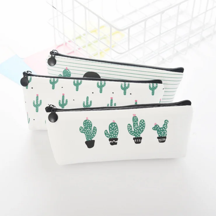 

Ellen Brook 1 Piece New Kawaii Fashion Cute Cactus Pen Pencil Bag Canvas School Office Supplies Stationary Case