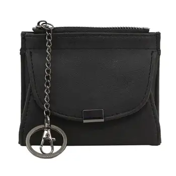 

2019 Retro Fashion Wallets For Women Zipper Short Pattern Change PU Leather Wallet Card Pockets Coin Pouch With Keychian New