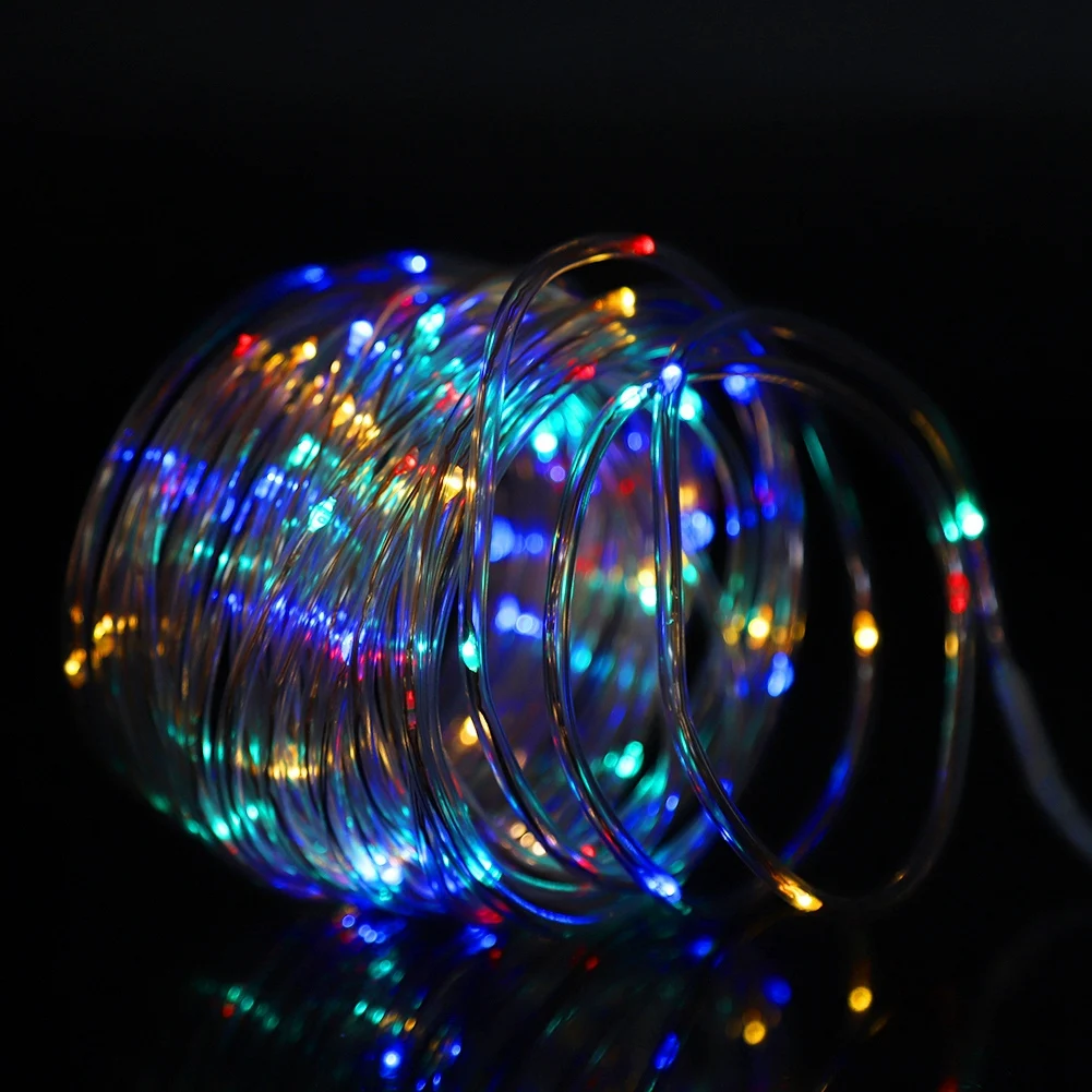 10 м на солнечных батареях 100LED многоцветная проволочная Гирлянда для дома сада