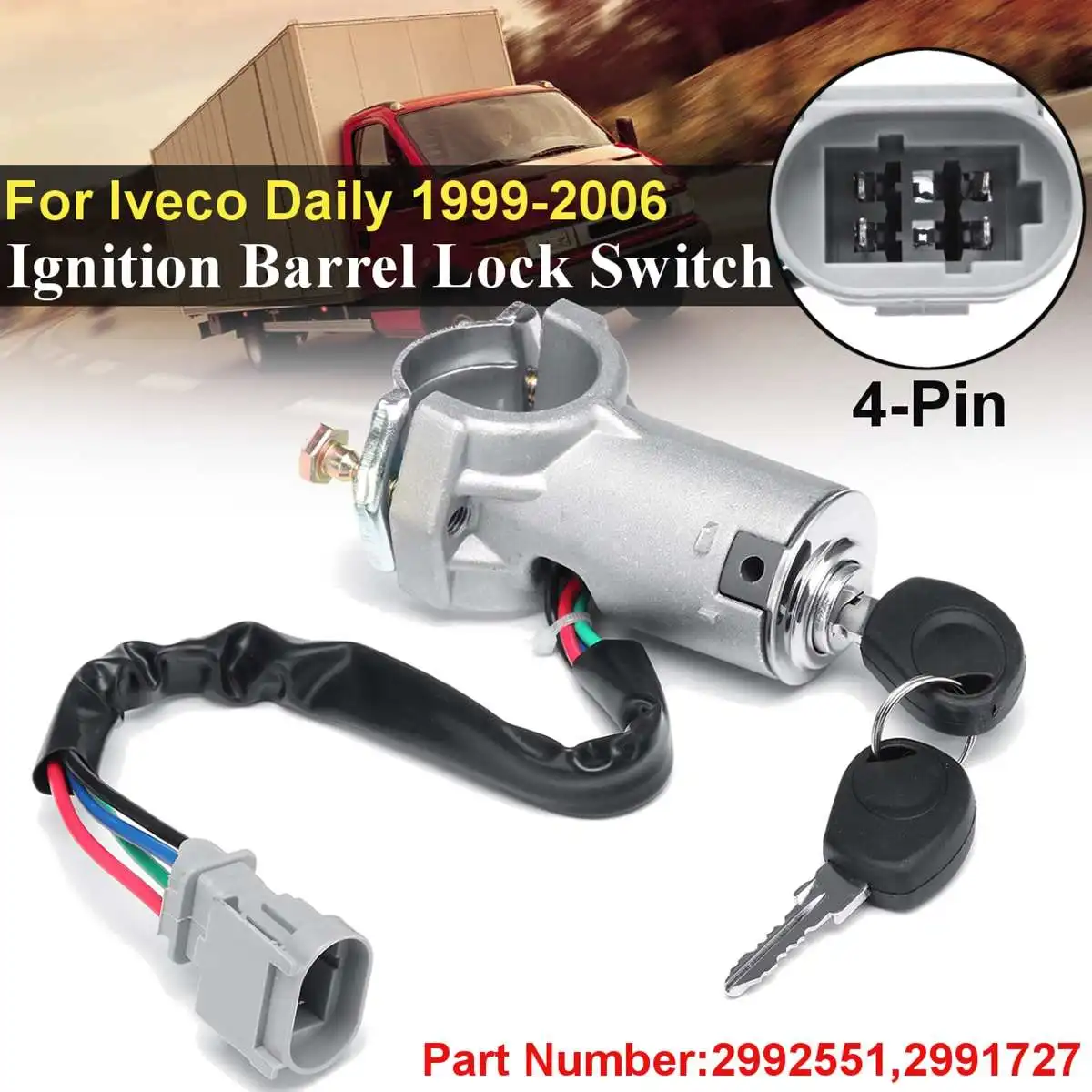 ل Iveco Daily 1999 2000 2001 2002 2003 2004 2005 2006 1 Pcs سيارة مفتاح إشعال برميل قفل الباب 2992551 2991727