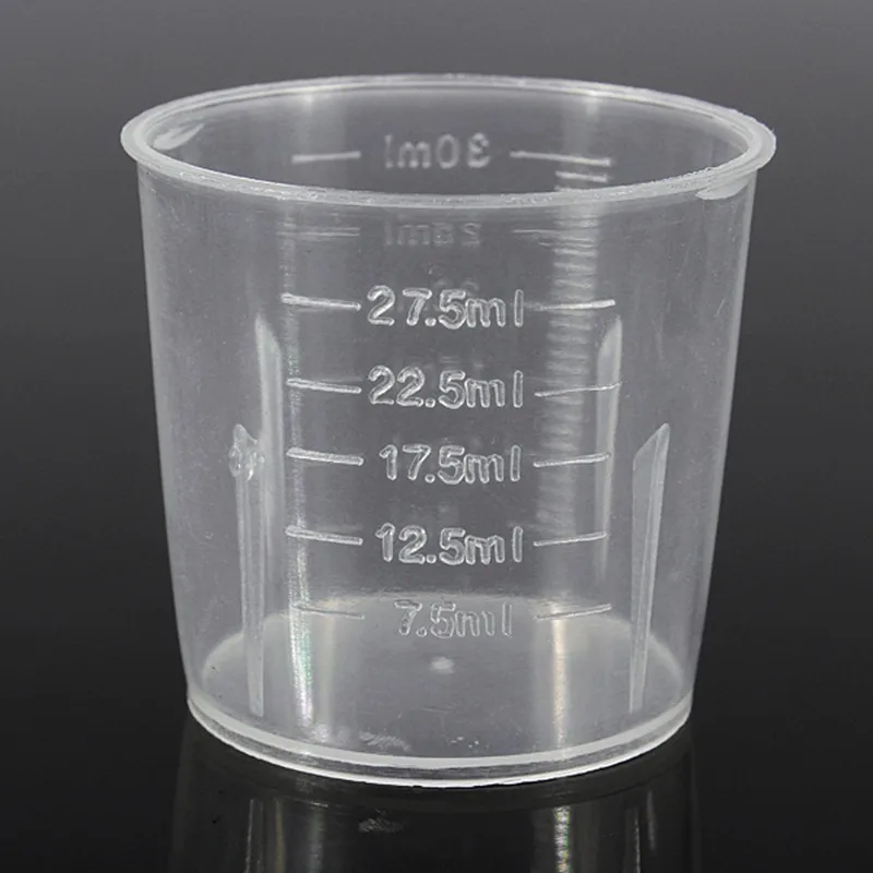 10Pcs 30ml Clear Plastic Measuring Cup Graduated Measure Beaker
