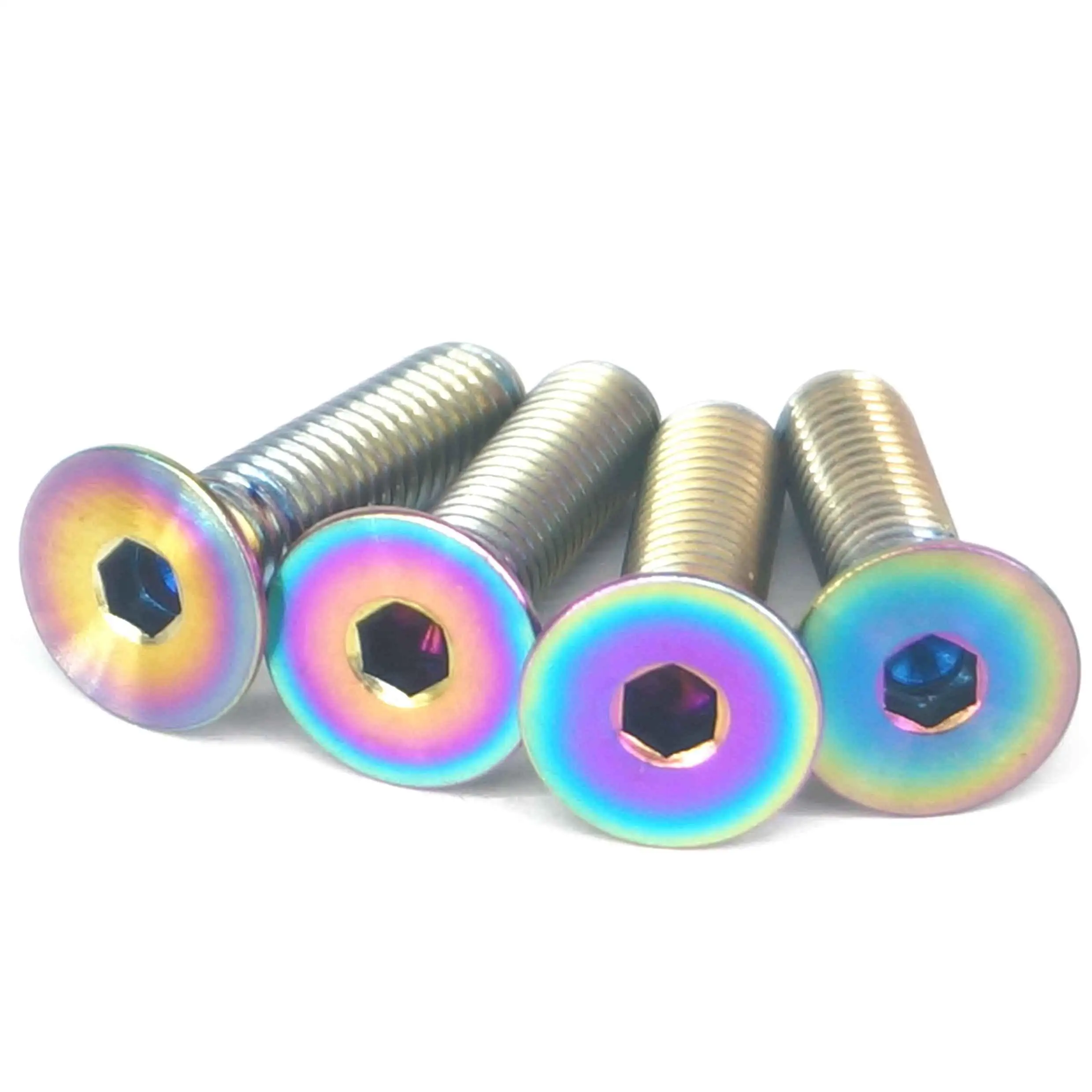 4 PCS M5x20mm Rainbow GR5 Titanium Alloy Allen Countersunk Hex Head
