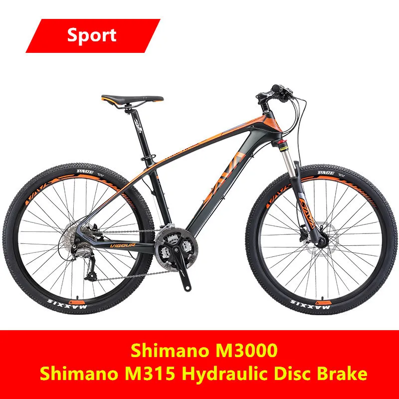 Discount New Brand Mountain Bike Carbon Fiber Frame Shiman0 M370/3000 27 Speed M315 Hydraulic Disc Brake Lockable Suspension Mtb Bicycle 2