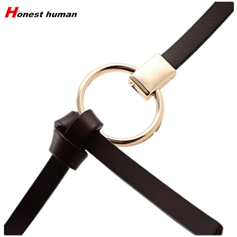 

New Designer Belts Women Knotted waist Belt Fashion Korean Small Belt Woman Skirts Dress Genuine Leather thin Belt round buckle