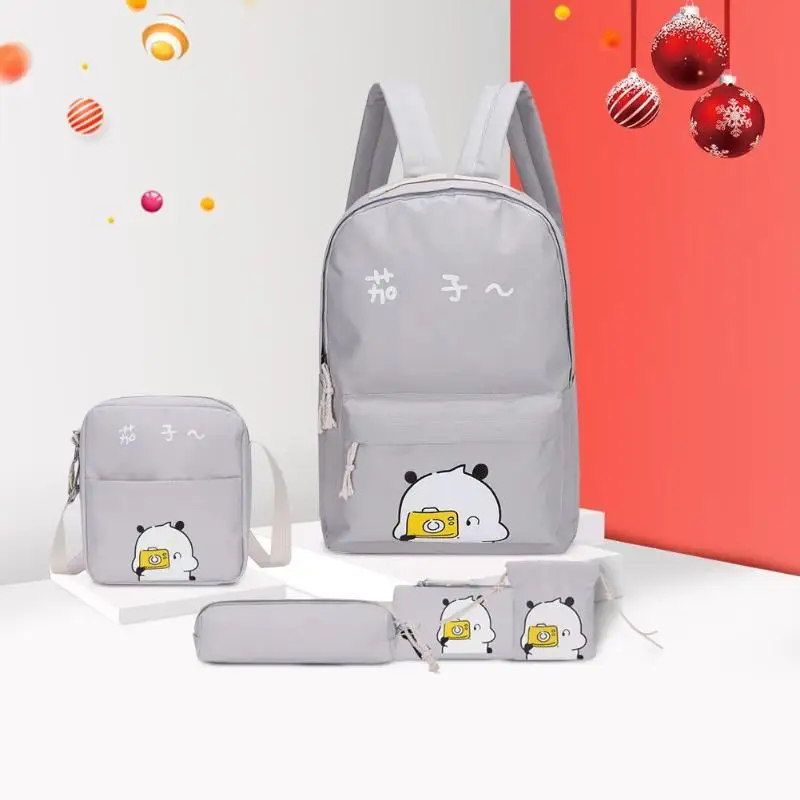 5 шт./компл. Китайский Персонаж мультфильм печати холщовый женский рюкзак