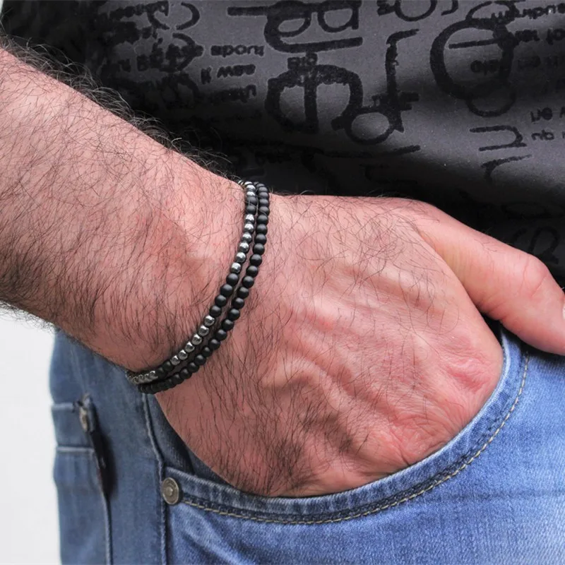 

2Pcs/Set 4mm Small Natural Stone Beads Bracelet Minimalist Simple Couple Braclet For Pulsera Hombre Yogo Biker Loves Jewelry