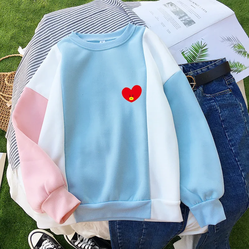 

Kpop Harajuku Hoodies Women autumn Fashion Hip Hop Round Collar Sweatshirt Women Korean Casual Bangtan boys Female Clothes