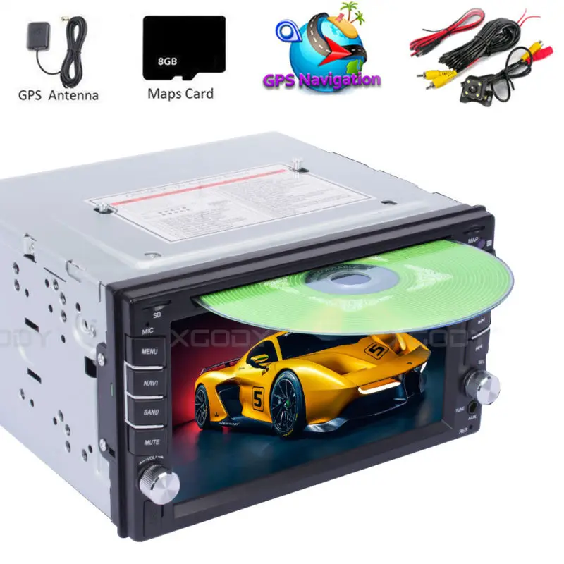 

6.2"Double 2 Din In Dash Car CD DVD Player Radio Stereo GPS SAT NAV Rear Camera Car Multimedia DVD Player