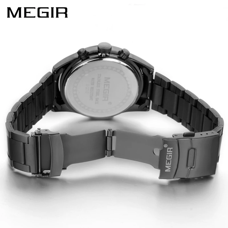 Tanie MEGIR Top marka mężczyźni zegarek moda Chronograph wojskowy zegarek kwarcowy ze stali nierdzewnej biznesowy zegarek na rękę Relogio Masculino