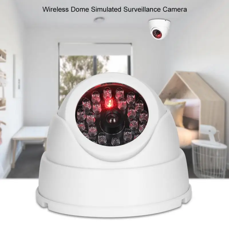

Mr-18b Wireless Indoor Outdoor Dome Simulated Surveillance Camera with 30pcs Dummy IR LEDs White 2019 New