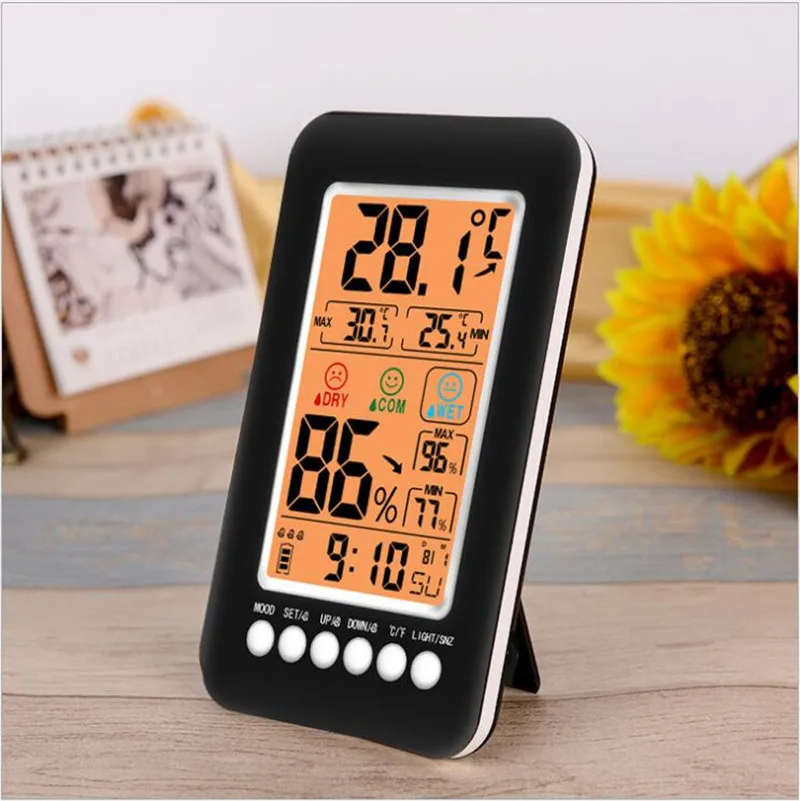

Digital Thermometer Hygrometer Alarm Clock Backlight Perpetual Calendar Clock Orange/White Backlight Weather Station New