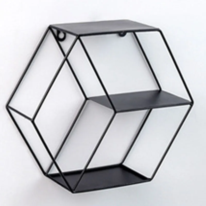 

Geometric Iron Craft Wall Book Shelf Rack Storage Industrial Style Home Decor Decorative Wall Storage Shelf 29*25.6cm