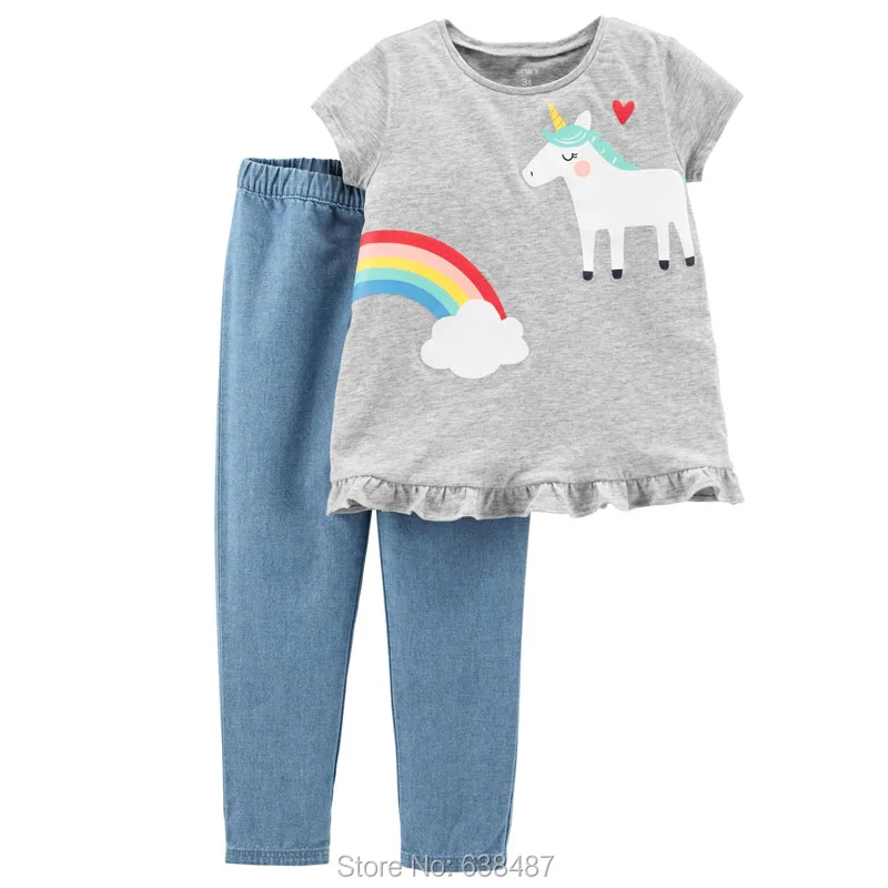 

Baby Girl Clothes Sets Kids Brand Quality 100% Combed Cotton Baby Girls Short Sleeve t shirts Pants Bebe New 2019 Children Suits