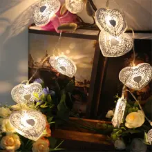 В форме сердца праздничное светильник ing 10 светодиодный Ночной светильник 120 см Фея светильник s Рождественская елка День рождения свадебных украшений