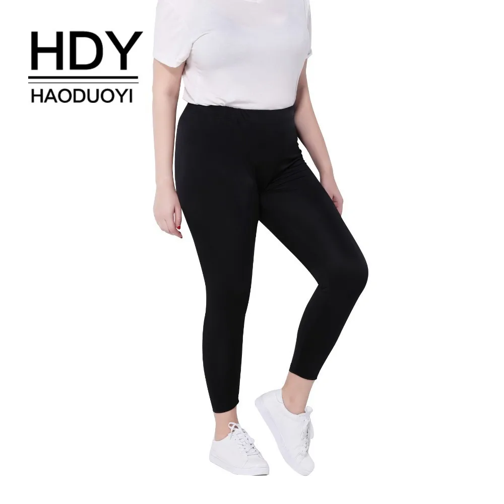 Женские эластичные брюки карандаш HDY Haoduoyi черные повседневные с высокой талией