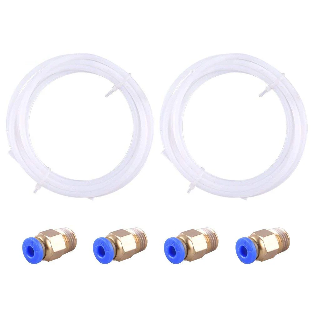 

2 Pcs PTFE Teflon Tube (2 Meters) with 4 Pcs PC4-M10 Fittings for 3D Printer 1.75mm Filament (2.0mm ID/4.0mm OD)