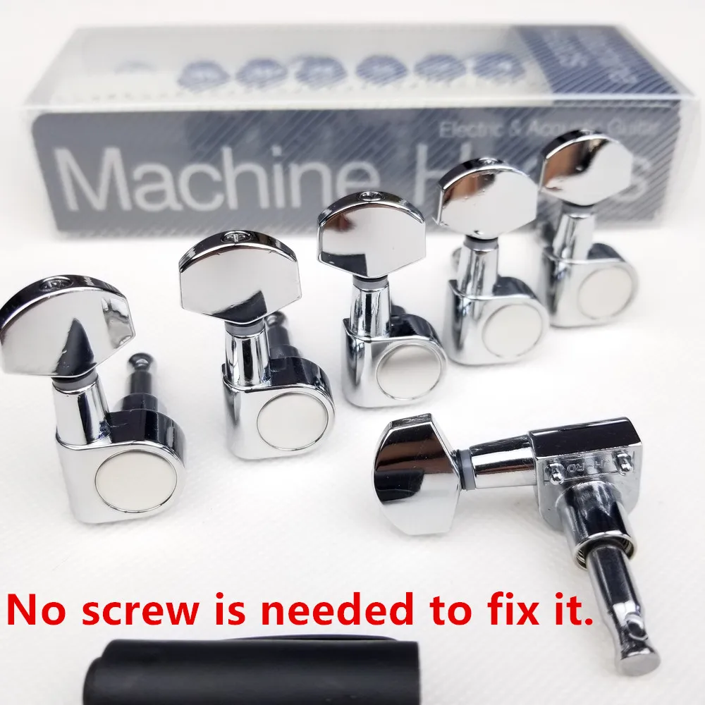 

Chrome Electric Guitar Machine Heads Tuners no screws Silver Tuning Pegs J-802 Made in Korea ( With packaging )