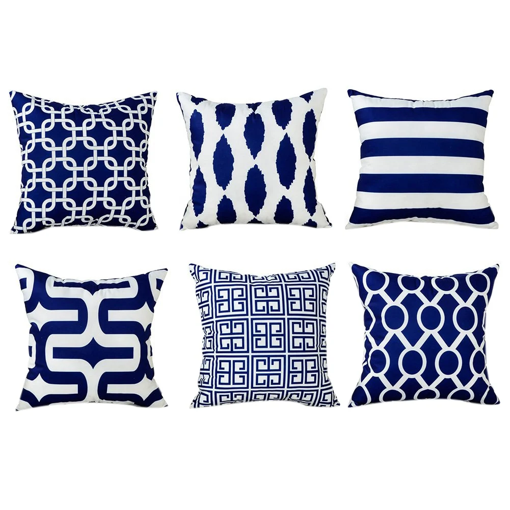 CNIM Hot Navy Color Cushion Cover 18 X Inch Decorative Square Throw Pillow Cases For Sofa Bedroom With Invisible Zipper 45 | Дом и сад