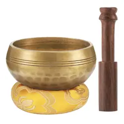 3,2 дюймов тибетская Поющая чаша дзен медитационная Йога медитационная чаша деревянная палка подушка