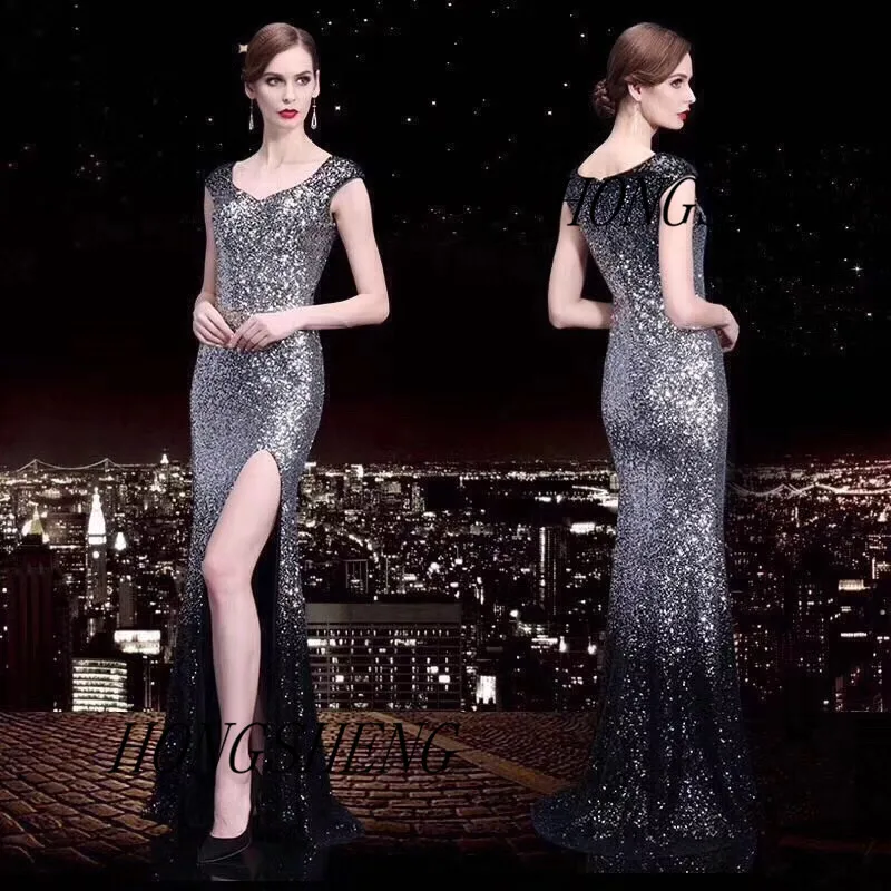 Цвета постепенное Чистая Пряжа Bling Sequins ткань для женщин банкетное платье 50х130