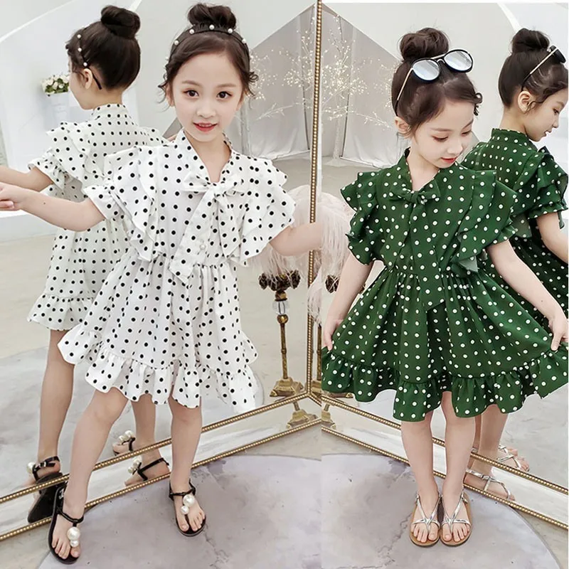 Детское шифоновое платье для маленькой девочки; сезон лето подростков Детские платья принцессы Детское платье с рукавом-лепестком; белые, красные, зеленые, Костюмы