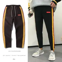 2018 осень и зима новый продукт тренд хит цвет разделение совместных маркировки вниз утолщение досуг брюки Мужской Pantalon Hombre