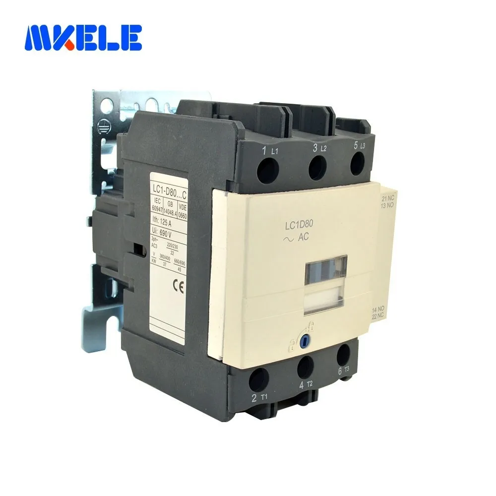 Makerele электромагнитный контактор 80Amp LC1D80 M7C 220 В однофазный контактор цена с 85% серебряными контактами высокое качество