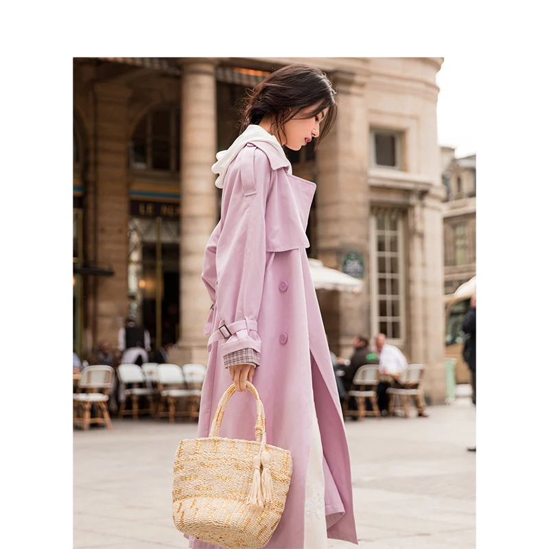 INMAN 2019 Spring New Arrival Turndown Collar Include Belt Defined waist Loose Casual Korean Women Long Coat