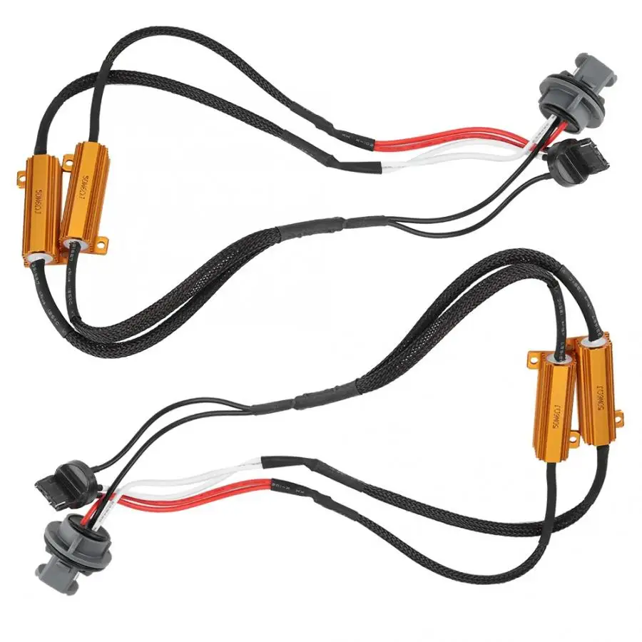 

2PCS 7443 LED Load Resistor Decoder Fog Brake Light Anti-Flicker Flash Error Canceller Daytime Running Alloy Car Accessories