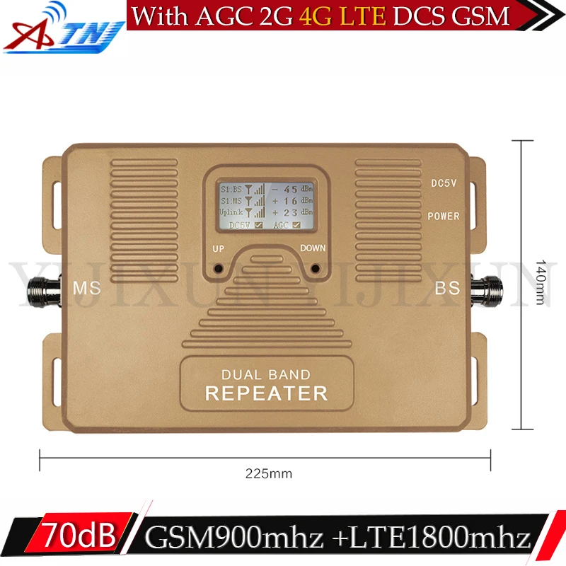 ATNJ 2G 4G GSM 900 DCS LTE 1800 mhz 70dB усилитель сигнала сотовой связи двухканальный AGC