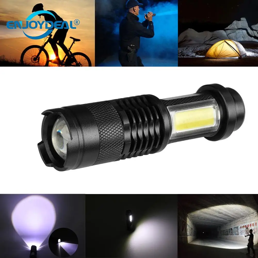 

enjoydeal 2PC 3800Lumens COB LED Flashlight Torch Focus Light Zoomable Ultra Bright Mini Pocket Flashlight Outdoor Lighting