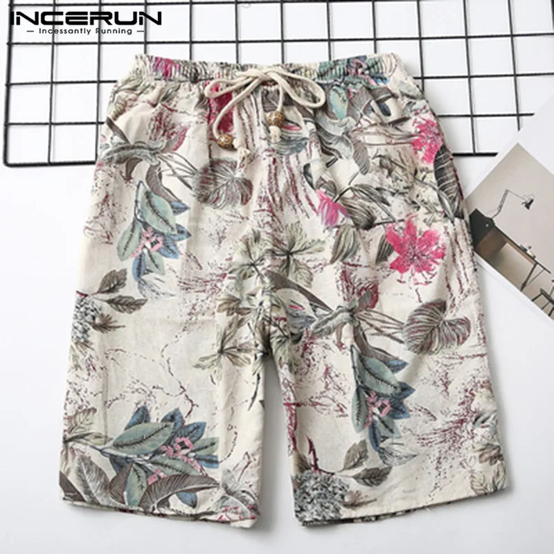 INCERUN новые летние шорты мужские с принтом карманы штаны для бега на шнуровке тренировочные шорты модные повседневные пляжные шорты мужские штаны S-5XL