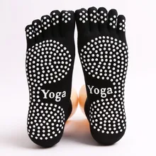 New High Quality Women Yoga Socks Ladies Sport Pilates Socks Cotton Ballet Dance Socks Five Fingers Silicone Dots Non-slip Socks