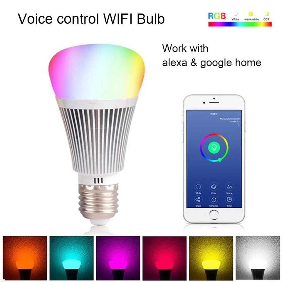 

rgbw led bulb work with alexa echo and google home voice control bulb lights E27 led lights 7W wifi bulb intellilgent bluetooth